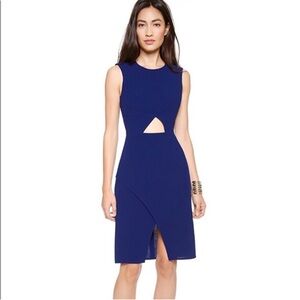 BCBGMaxAzria Navy Sleeveless Midi Dress with Waist Cutout